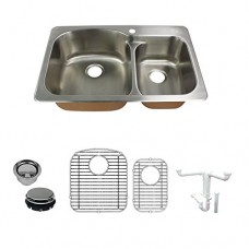 Transolid K-CTDD33229-1 Classic Stainless Steel 1-Hole Drop-in Double-Bowl Kitchen Sink Kit  22.0156" L x 33" W x 9" H  Brushed Stainless Steel - B07BGJ8XZ4